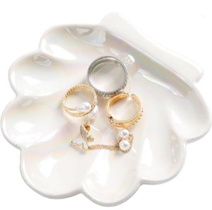 OSOPOLA Ceramic Pearlescent Shell Jewelry Tray Ring Holder Dish Key Tray