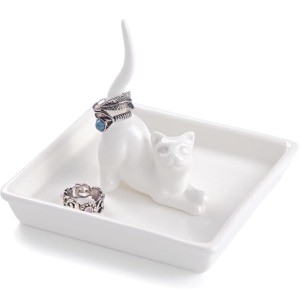PUDDING CABIN Cat Mom Gifts for Women, Cat Ring Holder for Jewelry, Tray Dish for Rings, Bracelets and Earrings