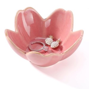 YZMICSTAR Jewelry Trinket Dish, Decorative Flower Ring Holder Tray